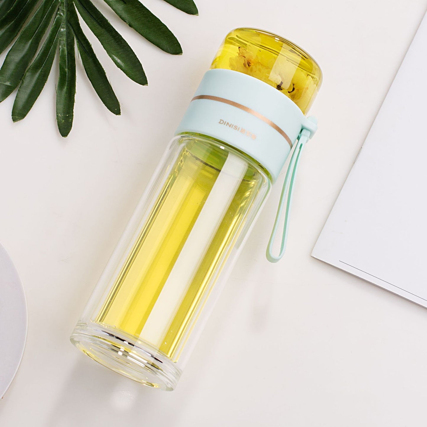 Leakproof Glass Water Bottle With Infuser Filter