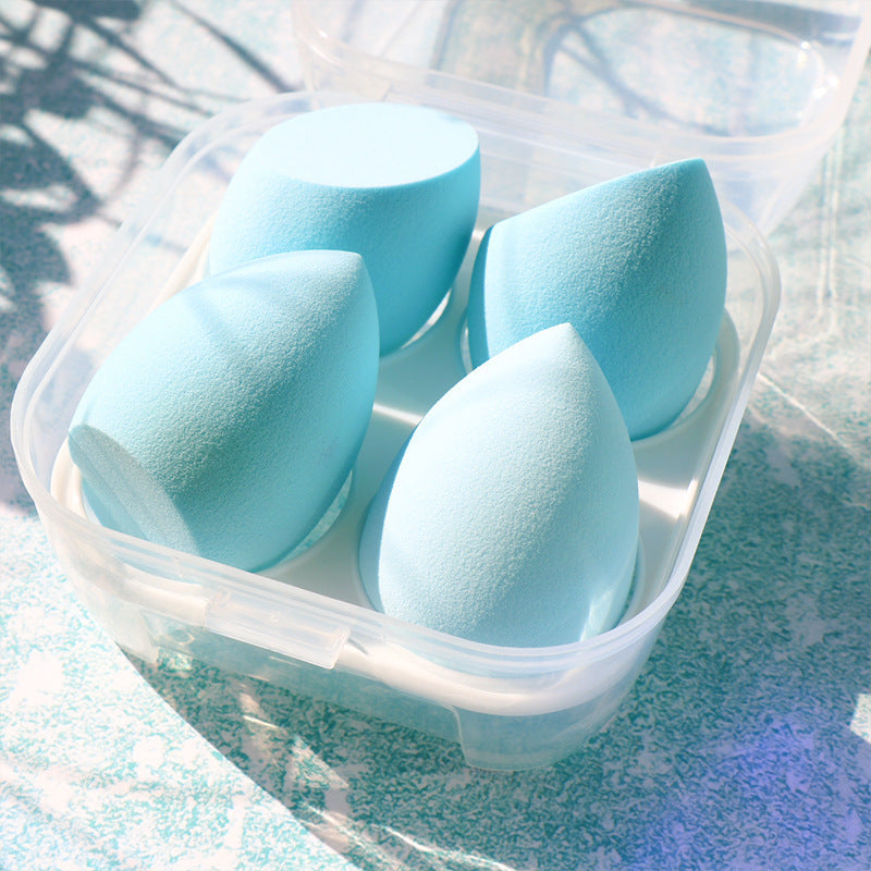 close up sky blue makeup powder puffs