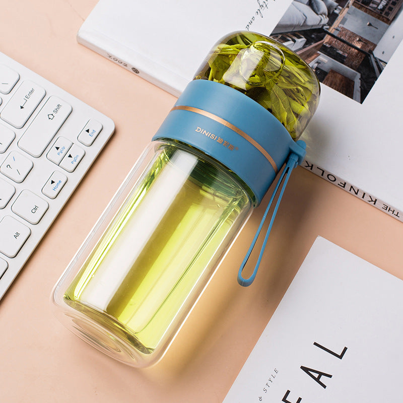 Leakproof Glass Water Bottle With Infuser Filter