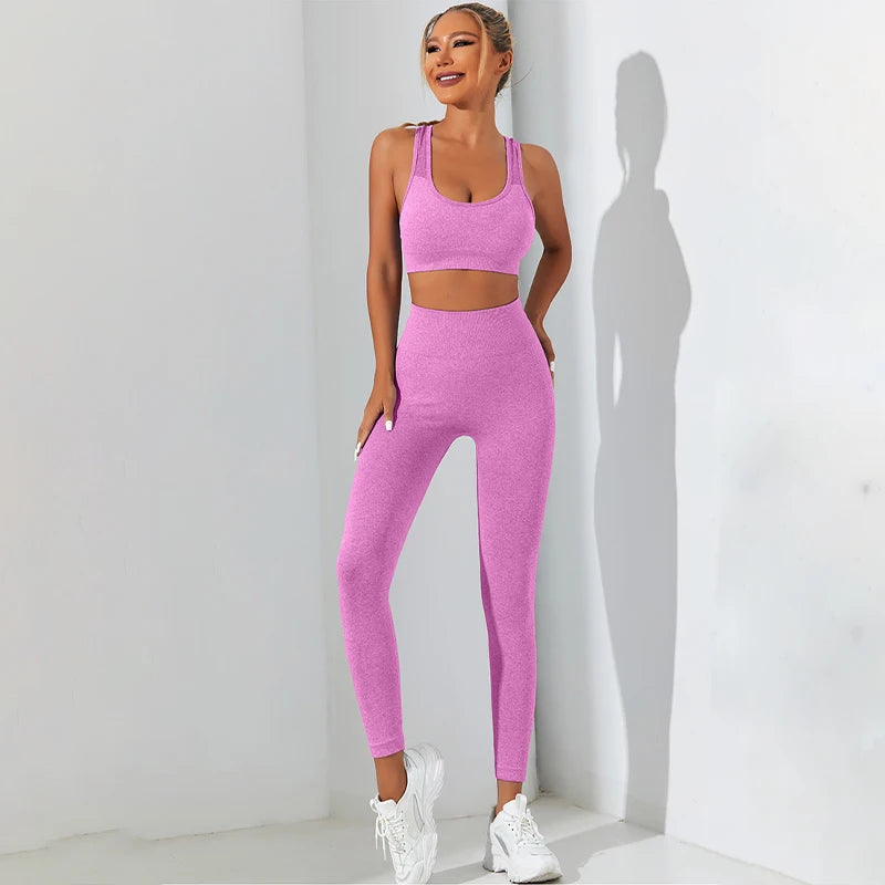 Women’s Tracksuit: Breathable Sports Bra & High-Waist Leggings with Moisture-Wicking Fabric for Active Comfort