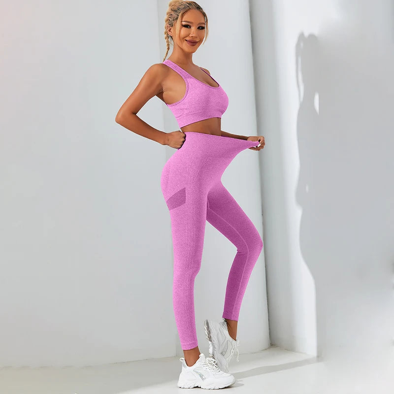 Women’s Tracksuit: Breathable Sports Bra & High-Waist Leggings with Moisture-Wicking Fabric for Active Comfort