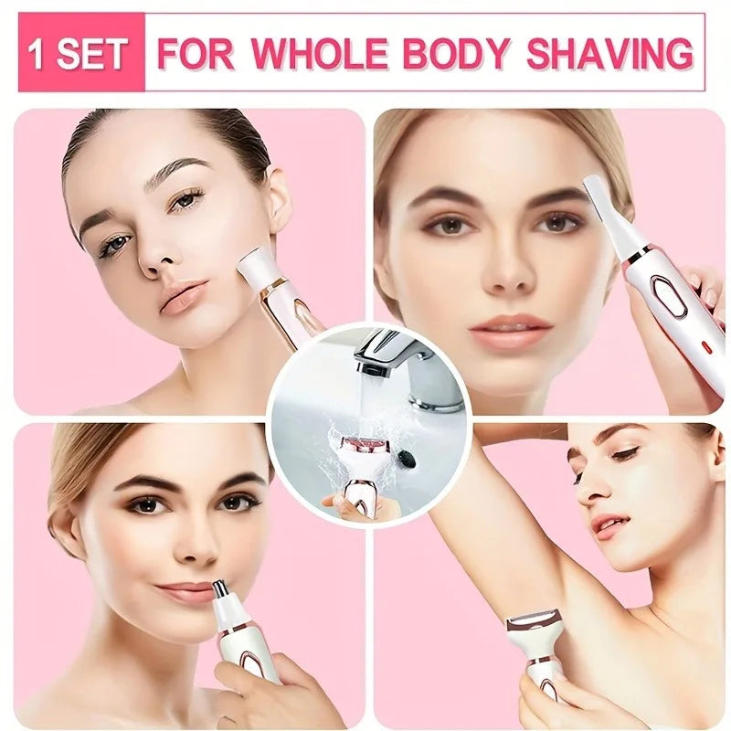 4-In-1 Electric Lady Shaver – Painless, Cordless Hair Removal & Grooming Essential