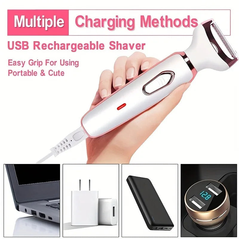 4-In-1 Electric Lady Shaver – Painless, Cordless Hair Removal & Grooming Essential