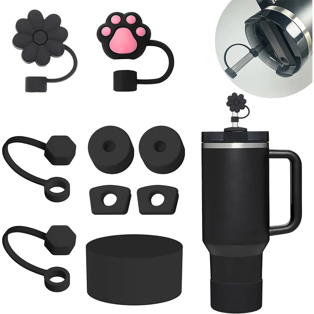 9pcs Silicone Spill Proof Tumbler Accessories Set