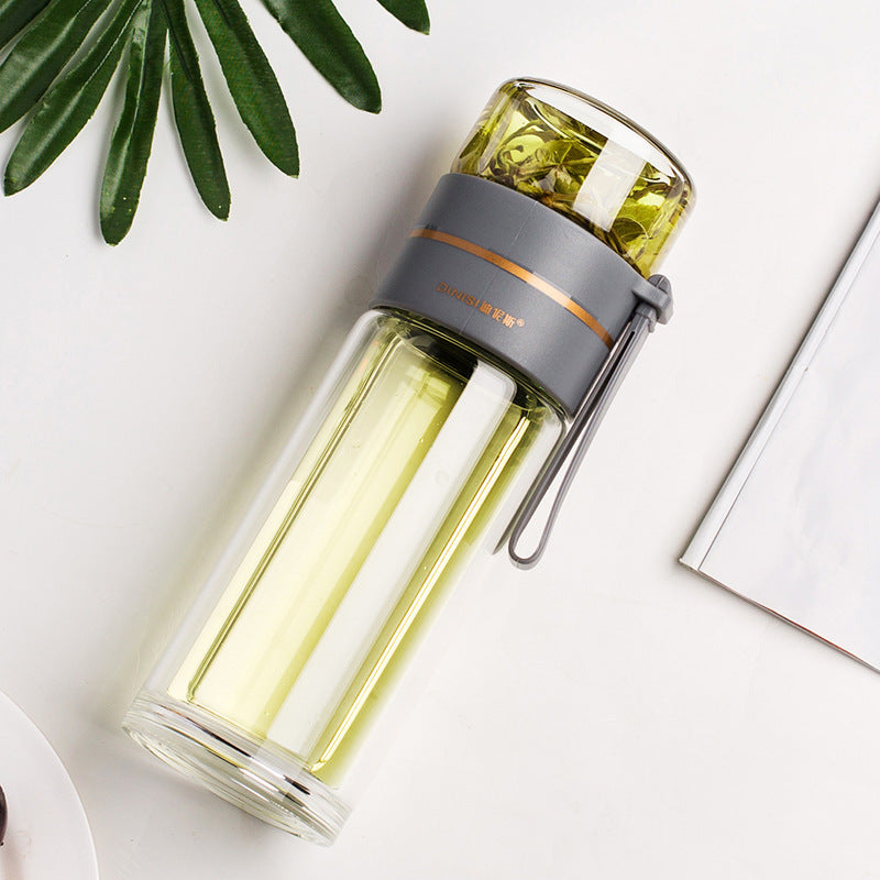 Leakproof Glass Water Bottle With Infuser Filter