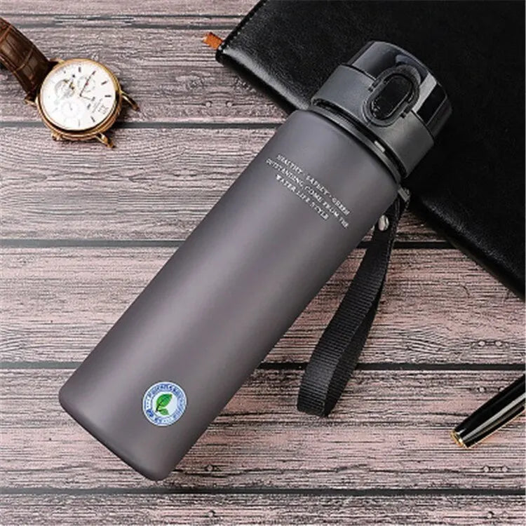 display of gray reusable water bottle variant